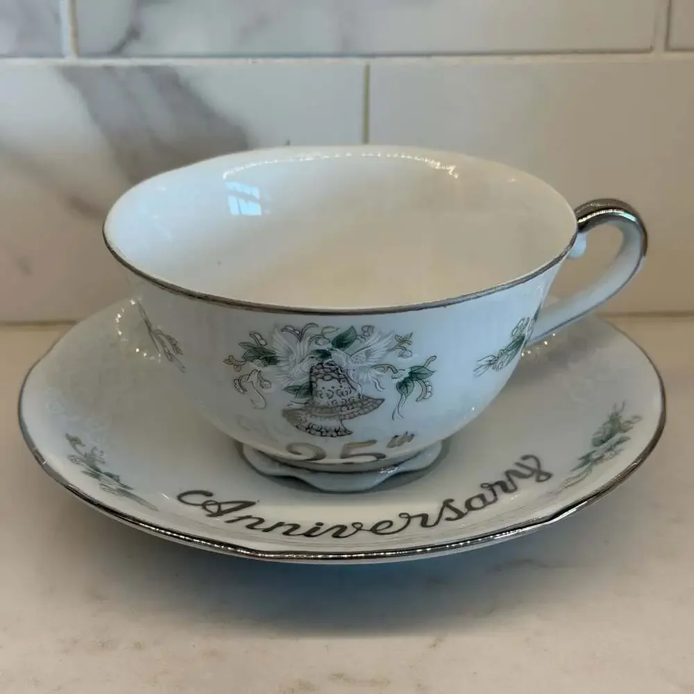 Lefton 25th Anniversary Teacup & Saucer China